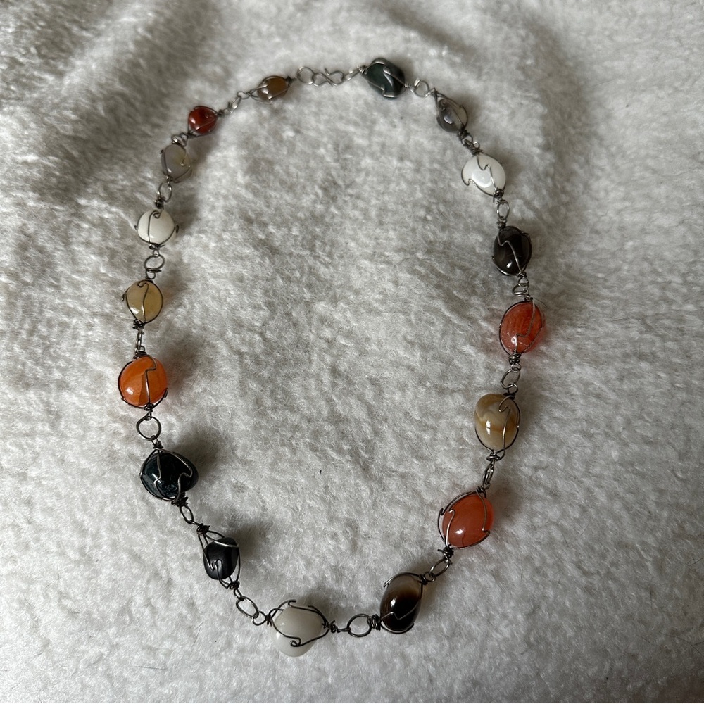 Vintage gemstone boho caged necklace